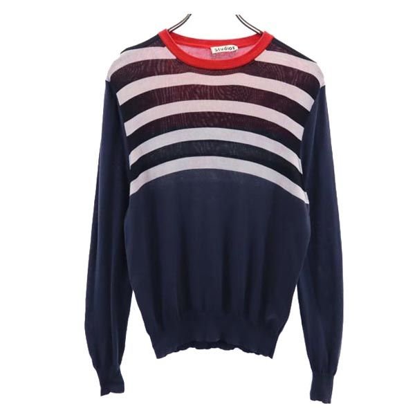レイビームスコラボ イタリア製 長袖 ニット XS ネイビー系 セーター Ray BEAMS レディース