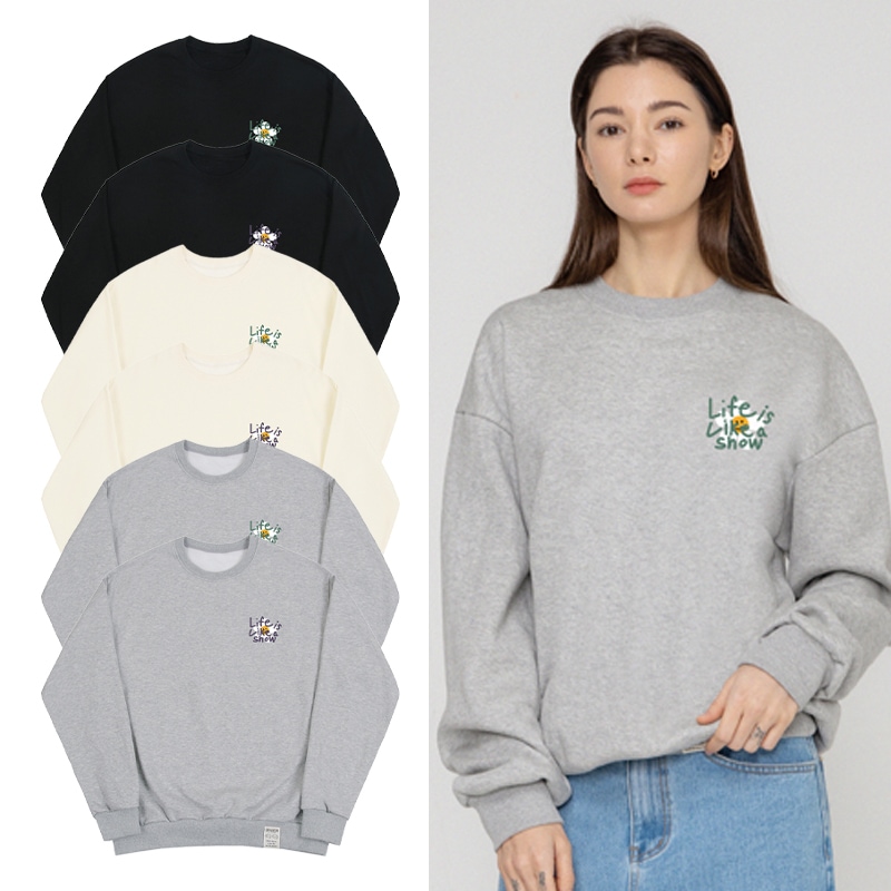 [UNISEX]Drawing Letter Flower Smile Sweatshirt_6color