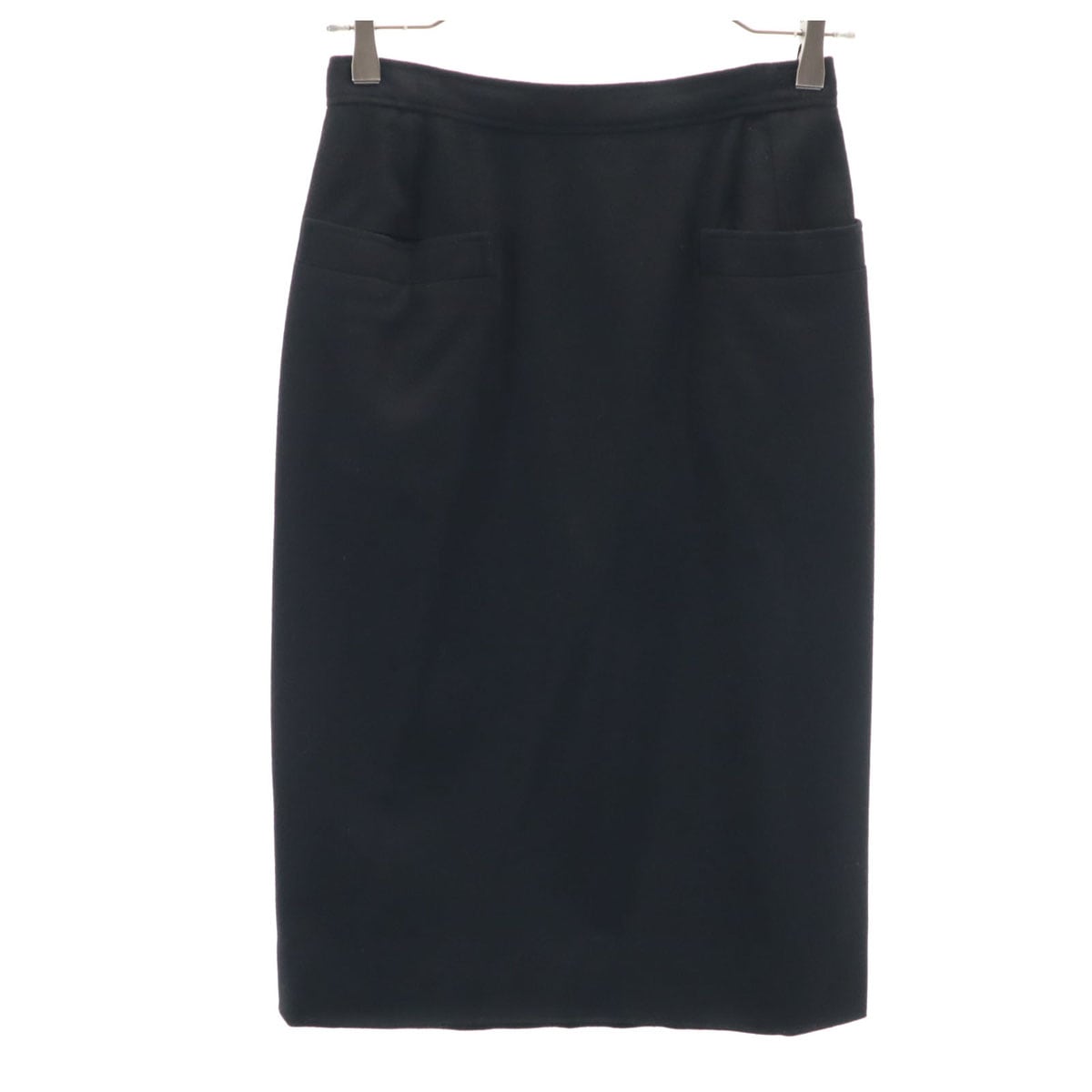 80s イタリア製 カシミヤ100％ ヴィンテージ ミモレ丈 タイトスカート 40 ブラック レディース 古着