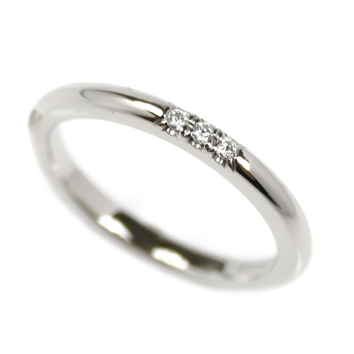 TIFFANY&Co. ティファニー Pt950プラチナ クラシック 3P ダイヤ バンドリング リング・指輪 ダイヤモンド 7.5号 3.2g レディース 中古 美品
