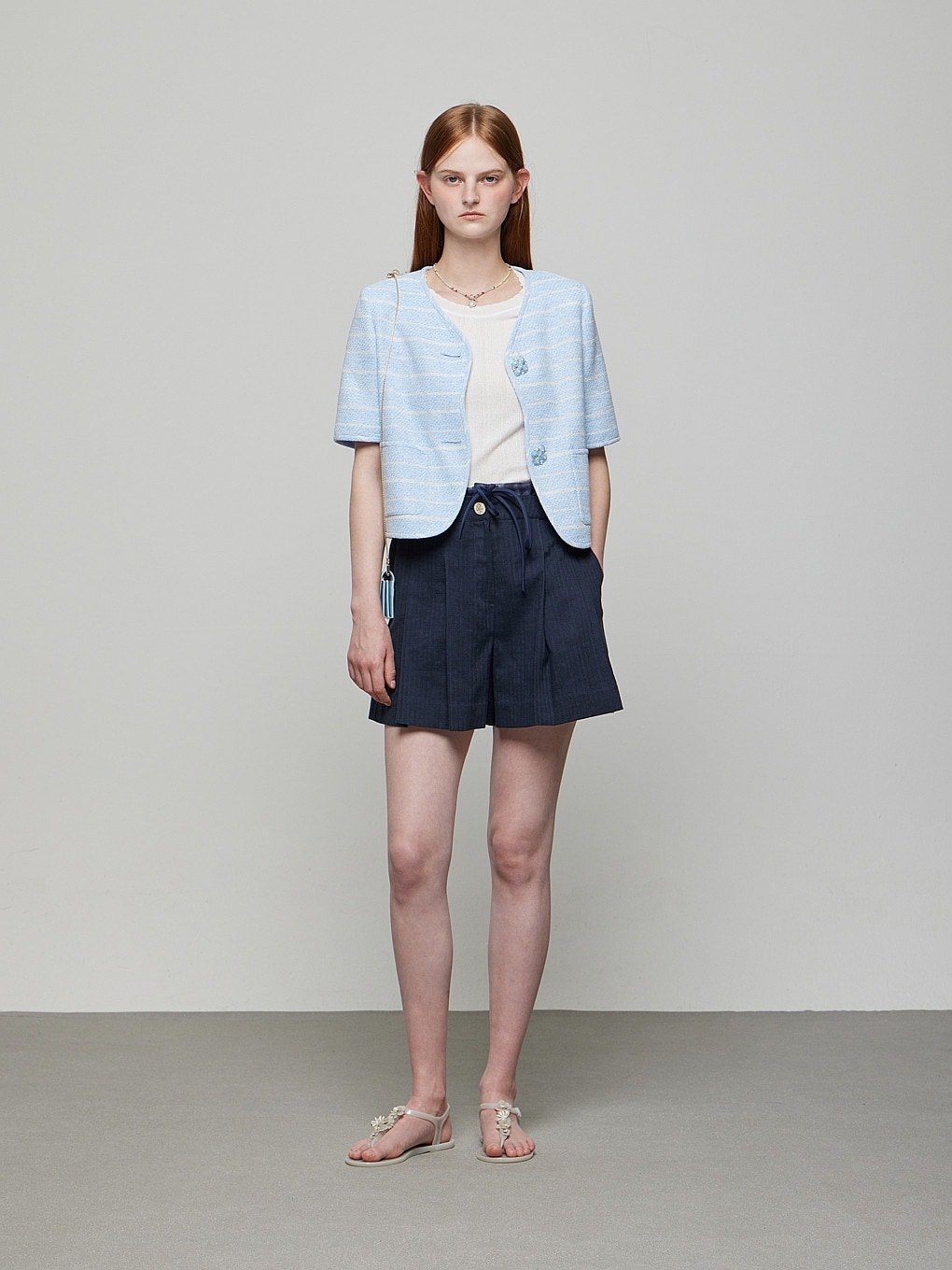 DEWL ジュエルボタン スカラップ ライン ジャケット