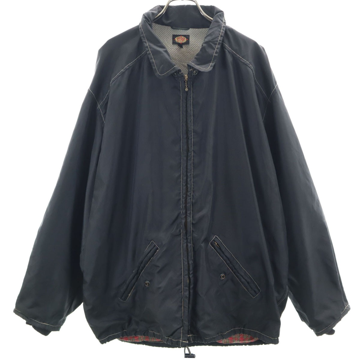 STRIP 80s ヴィンテージ 英国製 ナイロンジャケット XXL ブラック フード欠損 メンズ 古着 6,287円