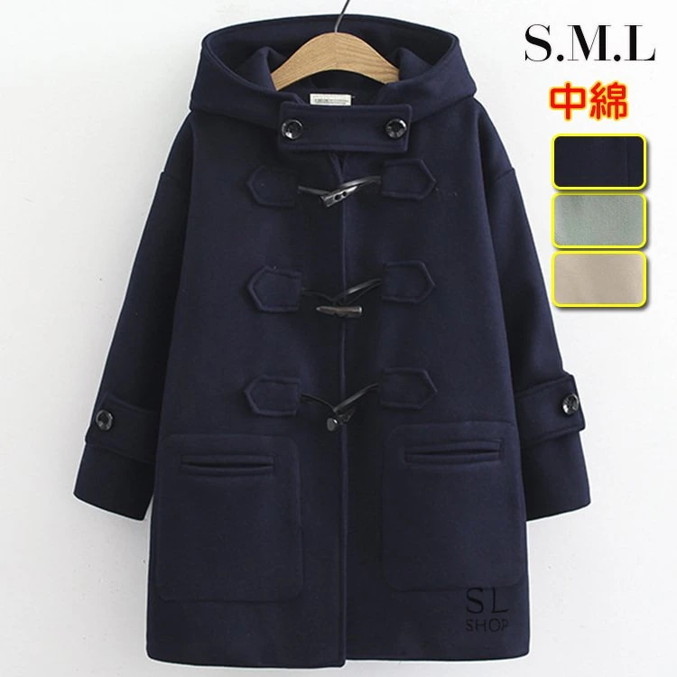 スクールコート レディース ダッフルコート 女子 中綿ジャケット 学生 中学生 軽い フード付き 厚