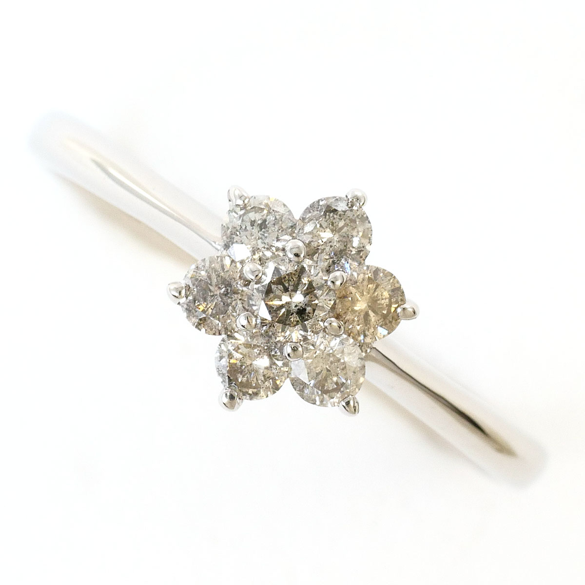 K14 14金 WG ホワイトゴールド リング・指輪 20号 ダイヤモンド 0.50ct 総重量約1.5g 中古
