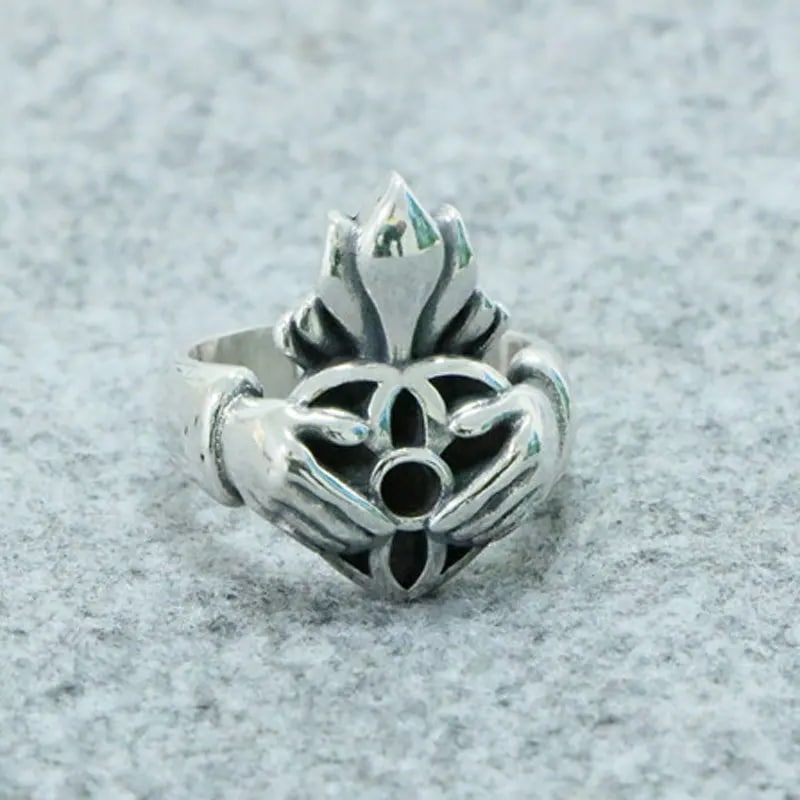 バージャンプ鹿桜ハートリングパンクヒップホップジュエリーヨーロッパとアメリカのオープニングスターリングシルバーアクセサリーtr