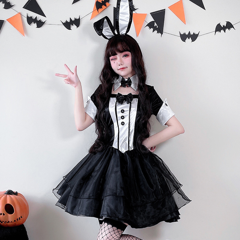 ハロウィン大人用コスチュームナイトクラブバーDSステージクリスマスパフォーマンスコスチュームバニーガールセクシーなふくらみのあるスカート