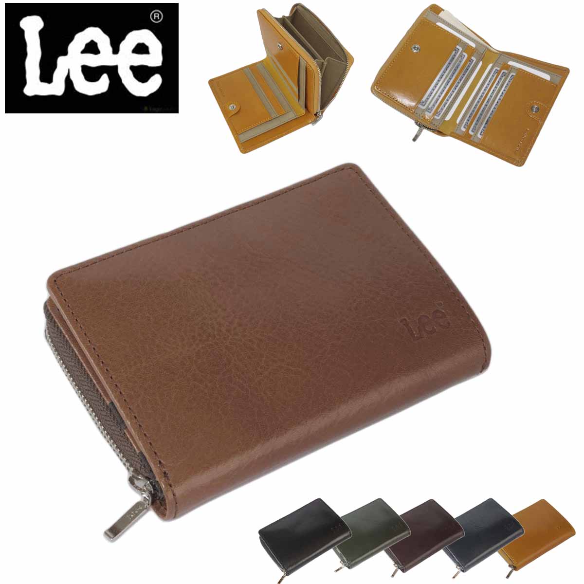 財布 メンズ レディース 本革 サイフ 二つ折り メンズ サイフ 深札入れ Lee #520266 イタリアン レザー ウォレット ラウンドファスナー 小銭入れ 5,508円