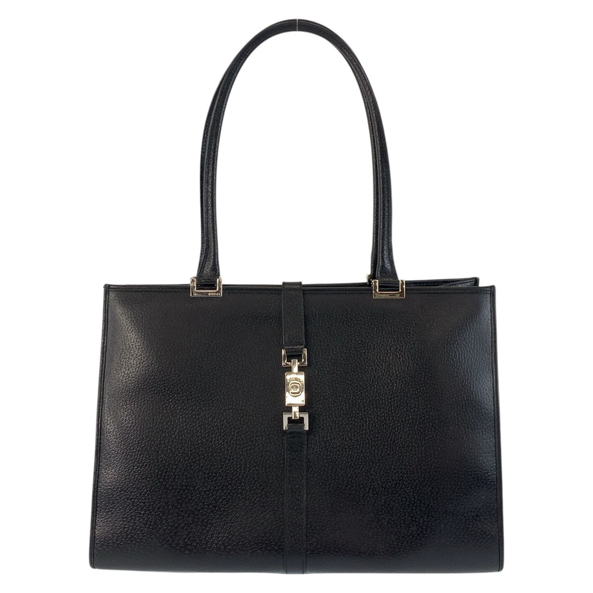 美品 ジャッキー ブラック 黒 シルバー金具 レザー 002 1074 トートバッグ ショルダーバッグ レディース 503000