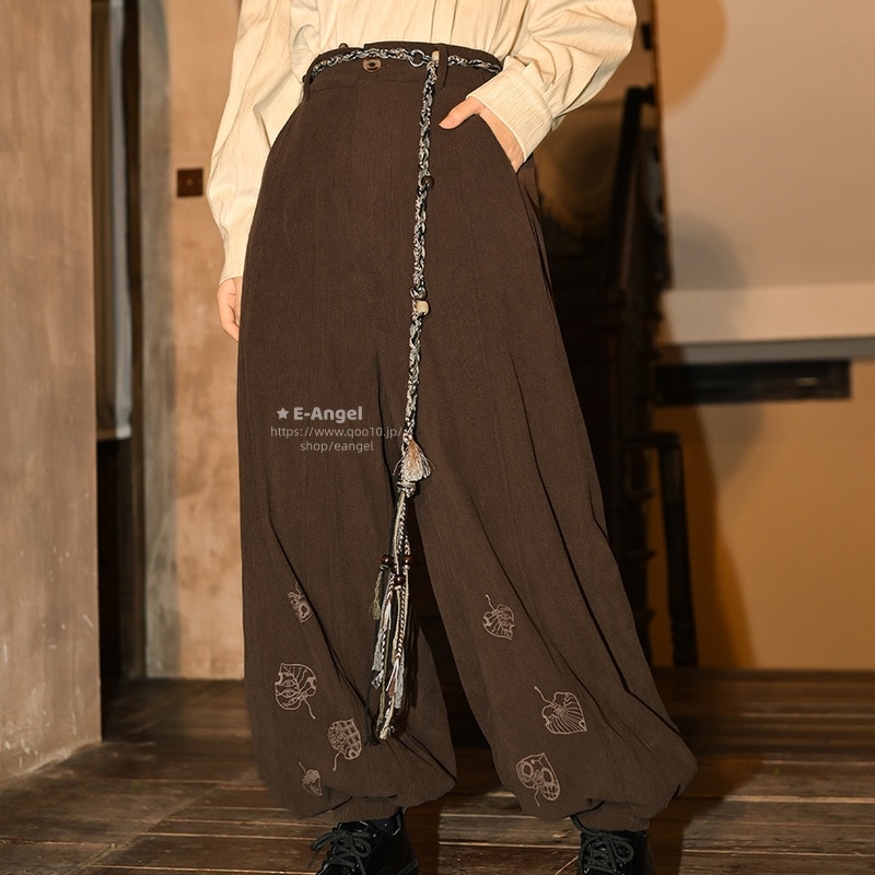 コーデュロイ パンツ レディース 秋冬 メイラードブラウン ダンス ボトムス ズボン 着瘦せ 脚長効果 大きいサイズ