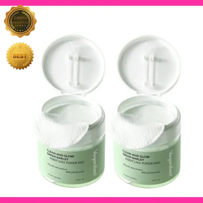 [メガ割 1+1] Veganfect ビガンエフェクト 青麦 LHA トナーパッド 2個セット 拭き取り 化粧水 毛穴 ケア 角質 皮脂 ケア 低刺激 ヴィーガン スキンケア 韓国コスメ まとめ買