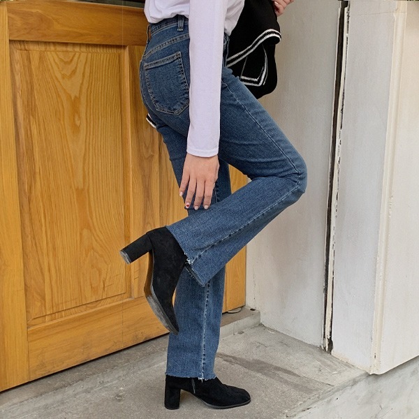[CHOA]ウエスト内側ゴムブーツカットジーンズ
