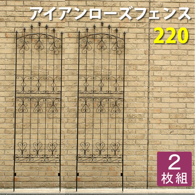 アイアン ローズフェンス 220 2枚組 フェンス アイアン ダークブラウン ガーデンフェンス ガーデニング 枠 柵 仕切り 目隠し 境目 クラシカル アンティーク トレリス ベランダ