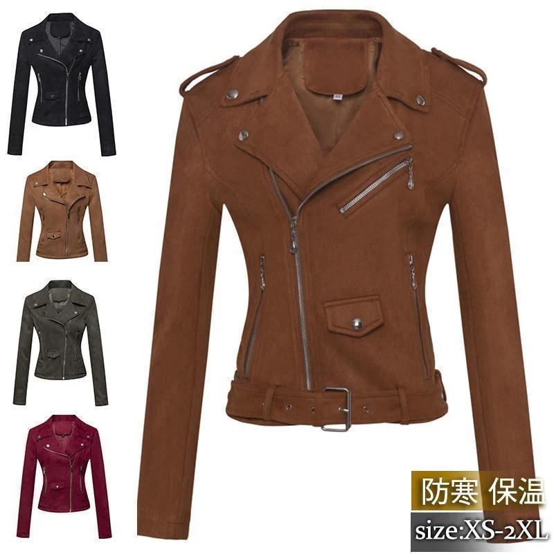 【急速出荷 2025年新作】革ジャン レディース ライダースジャケット レザージャケット アウター 羽織 スエード 細身 スリム カジュアル 合皮 着痩せ 通勤 春秋 おしゃれ
