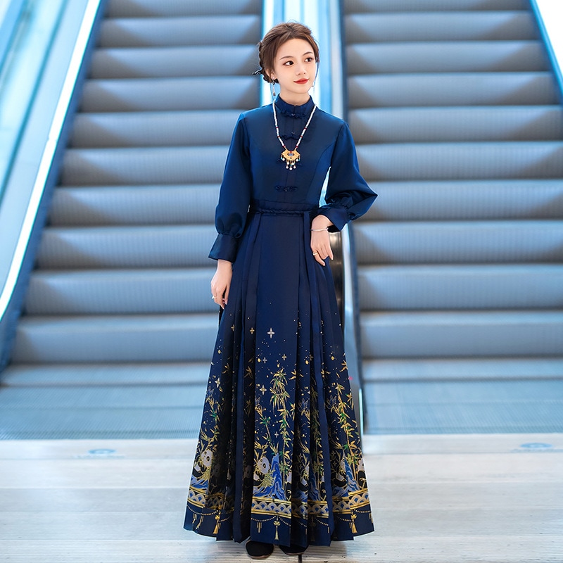 パーティードレス ワンピース 袖あり 着痩せ 漢服 成人式 パーティー エレガント かんふく ワンピース お呼ばれ 演奏会 卒業会 同窓会