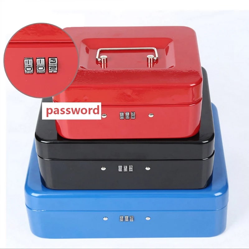 ポータブルセキュリティボックス,パスワードロック付き,お金のためのジュエリー収納,ホームスクールオフィスセキュリティ現金キーボックス