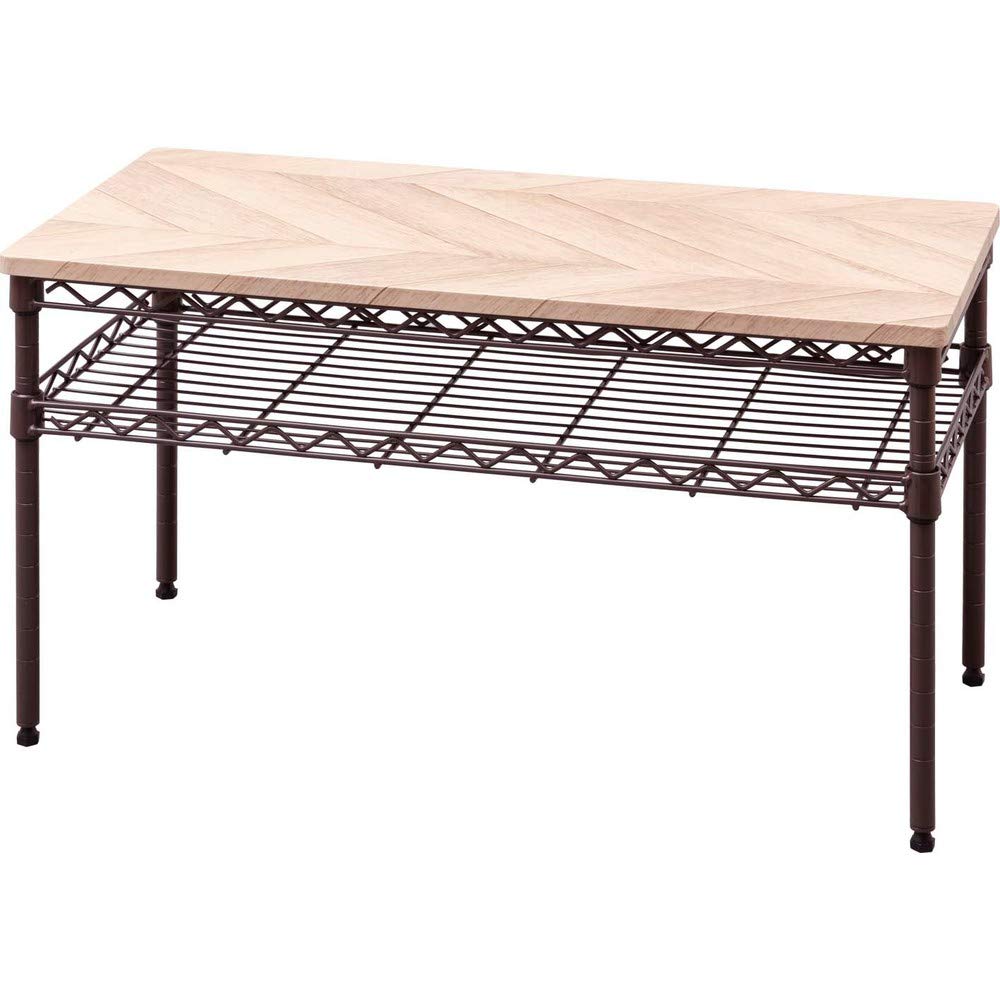 アイリスオーヤマ テーブル 収納付き ノートパソコンも置ける 木目調 おしゃれ テレワーク推奨 カラーメタルラック 幅76×奥行36 CMM-T76362 ブラウン