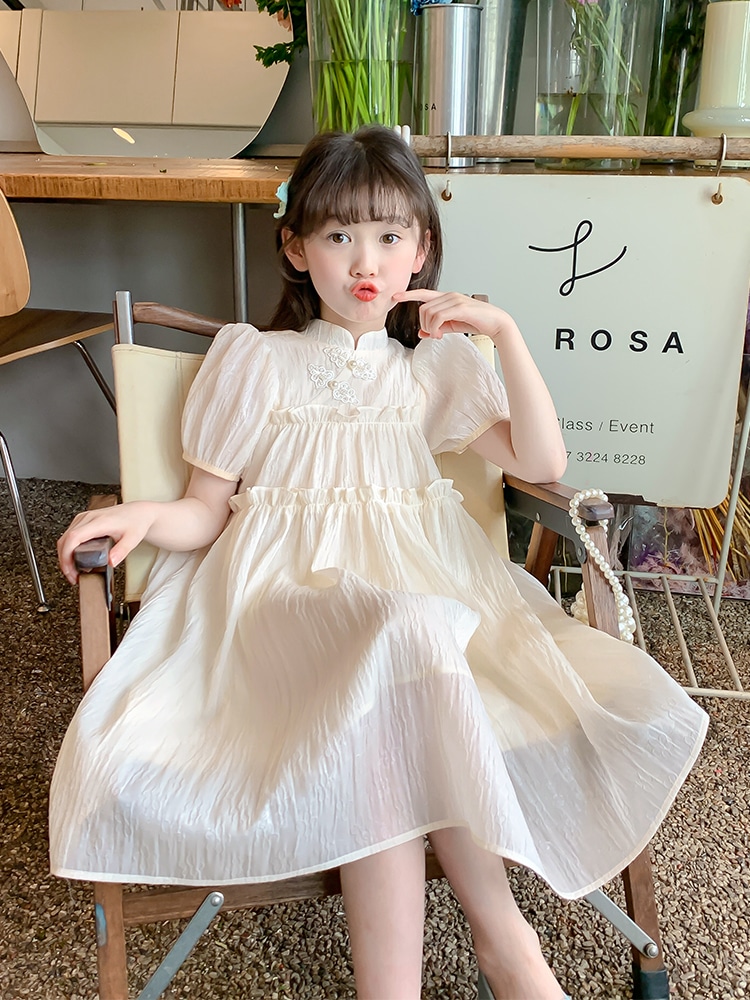 女の子のドレス夏2024夏の女の子夏ドレスシフォンプリンセスドレス子供夏国スタイルスカート