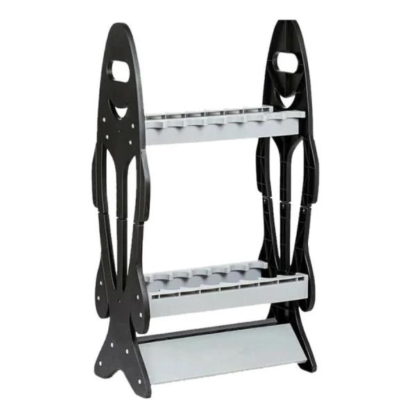 スタンド ホルダー 釣り 竿 収納 16本 ディスプレイ 組み立て フィッシング ジギング 海 川 ブラック RODST の【2個セット】