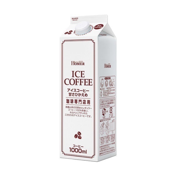 【送料無料】HOMER ホーマー アイスコーヒー甘さひかえめ 1000ml 1L2ケース/24本