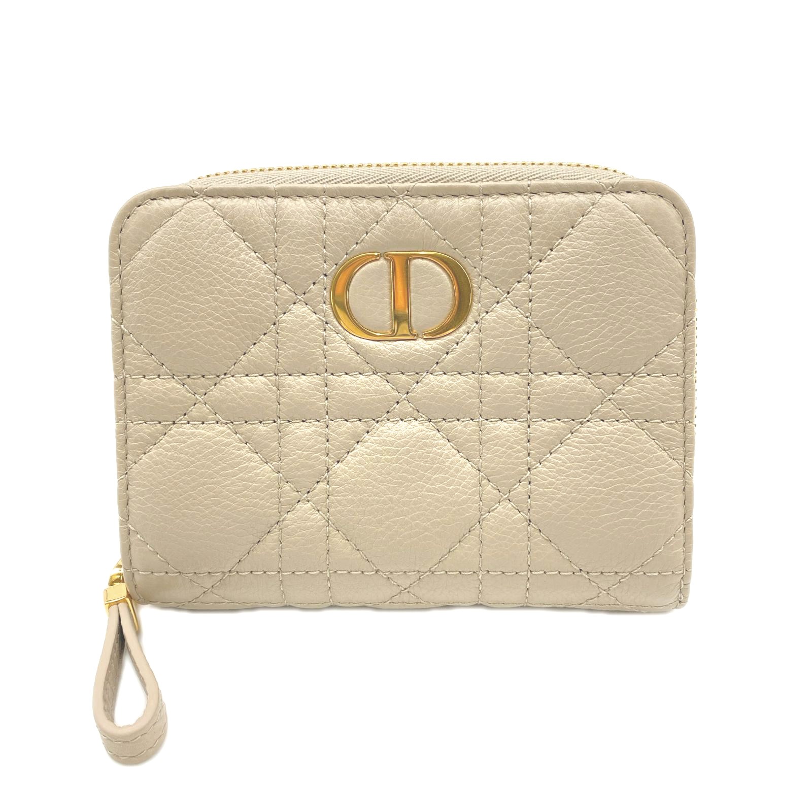 3日以内返品可 極美品 二つ折り財布 Dior Caro Scarlet ウォレット Dior Caro Scarlet ウォレット S5032UWHC_M51U ベージュ カーフレザー レディース