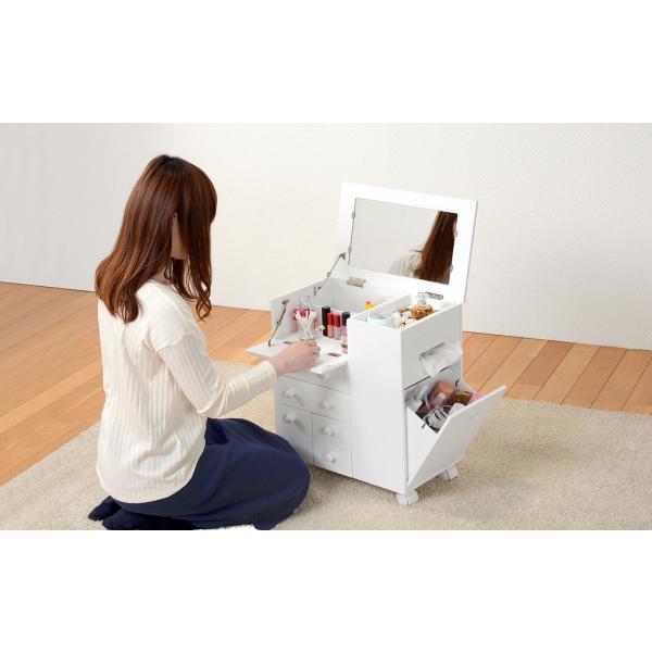 ドレッサー メイクワゴン おしゃれ コスメボックス 大容量 かわいい 鏡 ミラー 化粧台 鏡台 コンパクト ローデスク