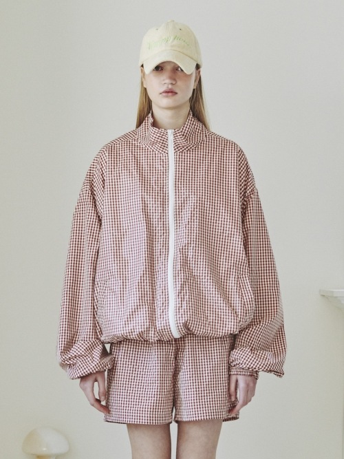 SS 22 Oversize windbreaker_ Check burgundy