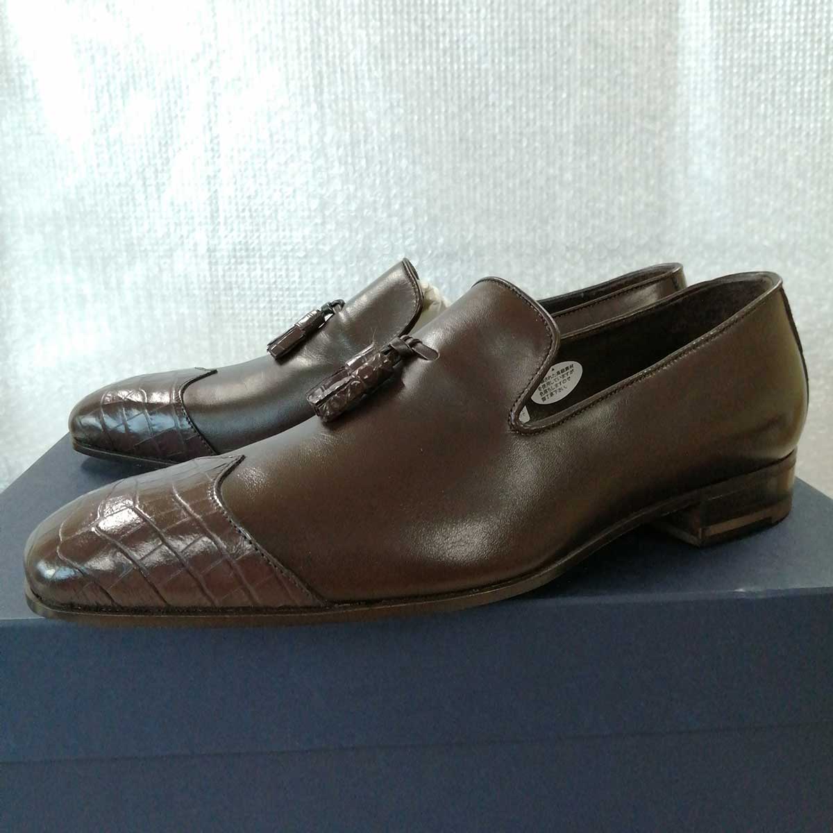 【中古】[ほぼ未使用] Ferrante フェランテ LAOS クロコ型押レザー ローファー スリッポン 24.5cm ダークブラウン IMFE1021 レディース