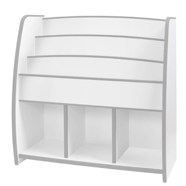 子供用 マガジンラック/雑誌収納 (幅92.7cm ホワイト) 日本製 高耐久 知育家具 EVAキッズシリーズ (完成品)