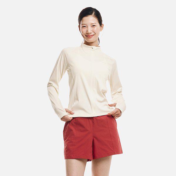 [] 女性用エッセンシャルリラックスフィットジップアップラッシュガード アイボリー (B6SWWZR001IVR)