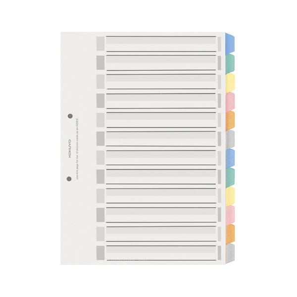 (まとめ) コクヨ カラー仕切カード（PP） ファイル用 A4タテ 2穴 6色 12山見出し+扉紙 シキ-P80 1組 (×30セット)