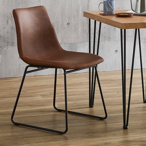 ヴィンテージレザー調 スクエアチェア 2脚セット