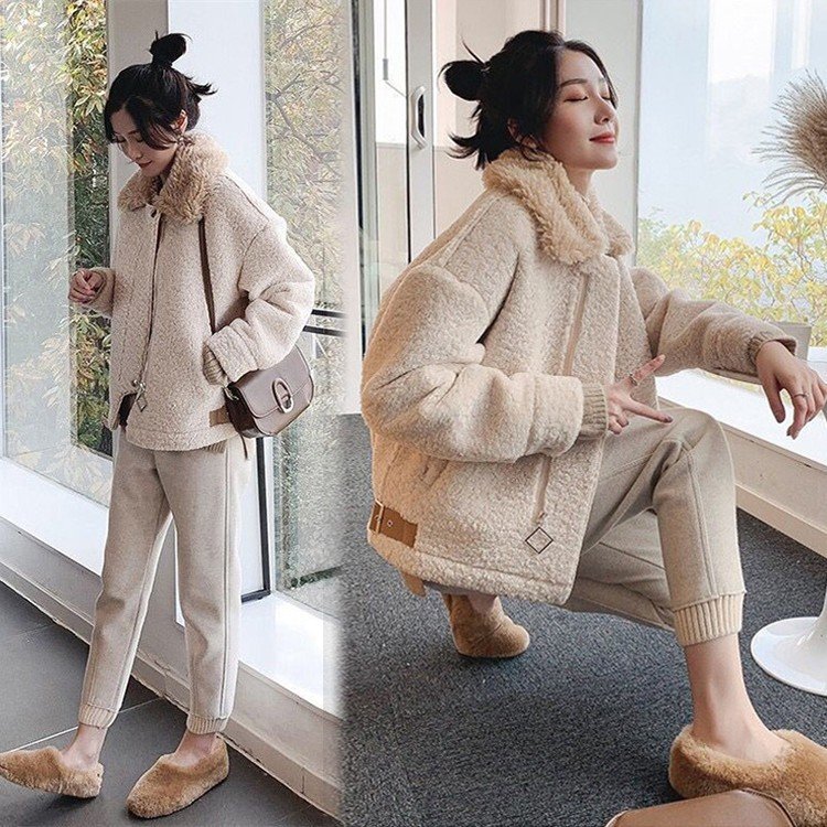 ラシャコート コート ジャケット レデイース 毛皮 開衿 秋冬厚手 ジャケット シカ皮 暖かい ラム