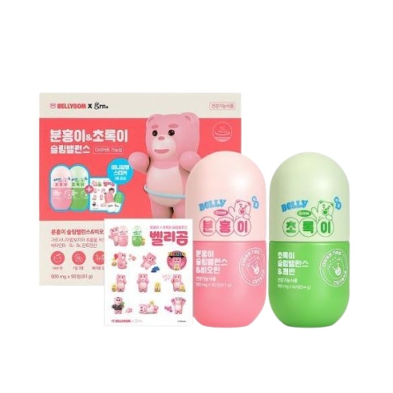 バレー熊 コラボ スリムバランス ピンク90錠+緑60錠 (ミニ瓶+ステッカー付け企画) (30日分)