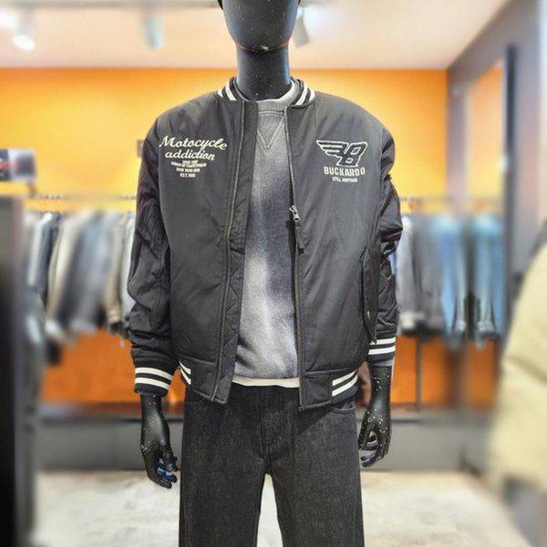 男性刺繍ワッペンバーシティパディングジャンパー-DG