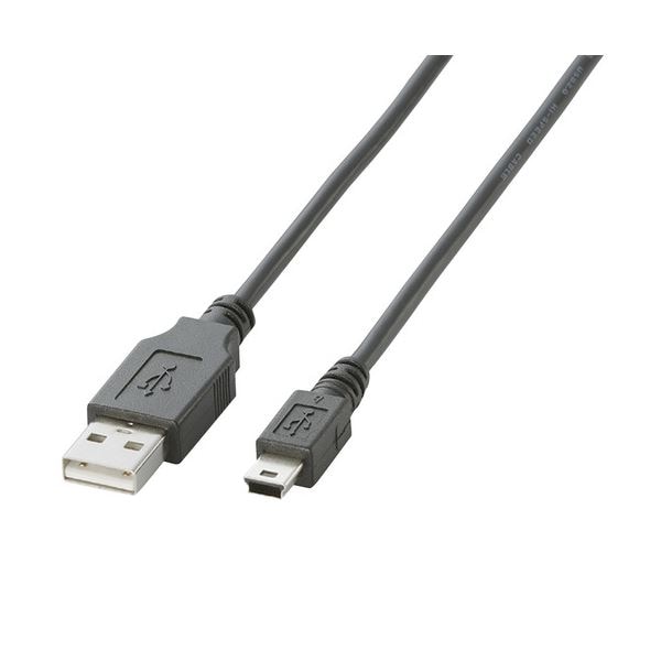 （まとめ）エレコム USB2.0ケーブル(A)オス-mini(B)オス ブラック 0.5m U2C-M05BK 1本(×10セット)