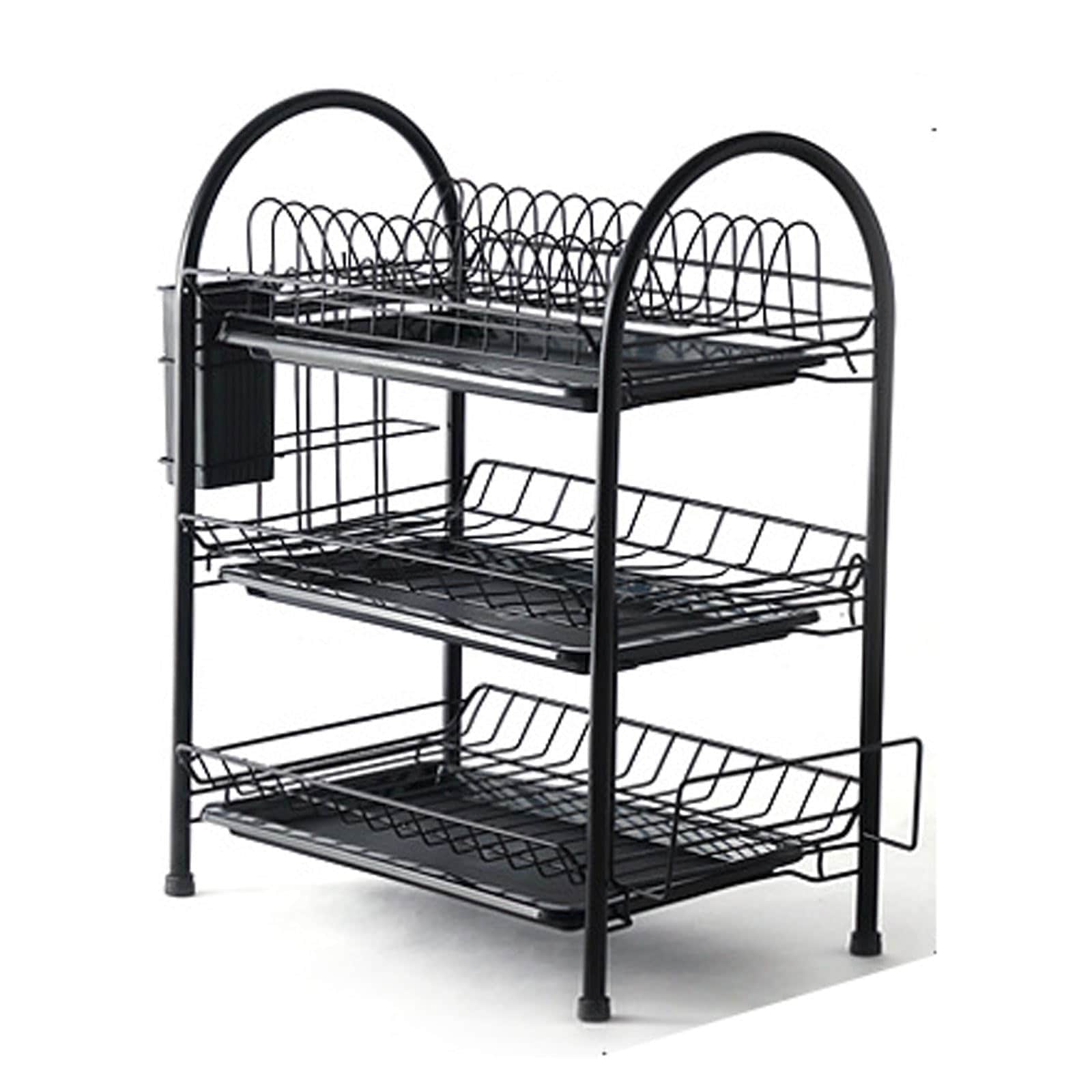 水切りラック 水切りかご 横置き 錆びない 大容量 自動排水 水切りトレイ付き スリムサイズ 水切り 皿立て 食器乾燥 キッチン収納 箸立て 包丁スタンド 組み立て簡単 省スペース 掃除が簡単 コンパ