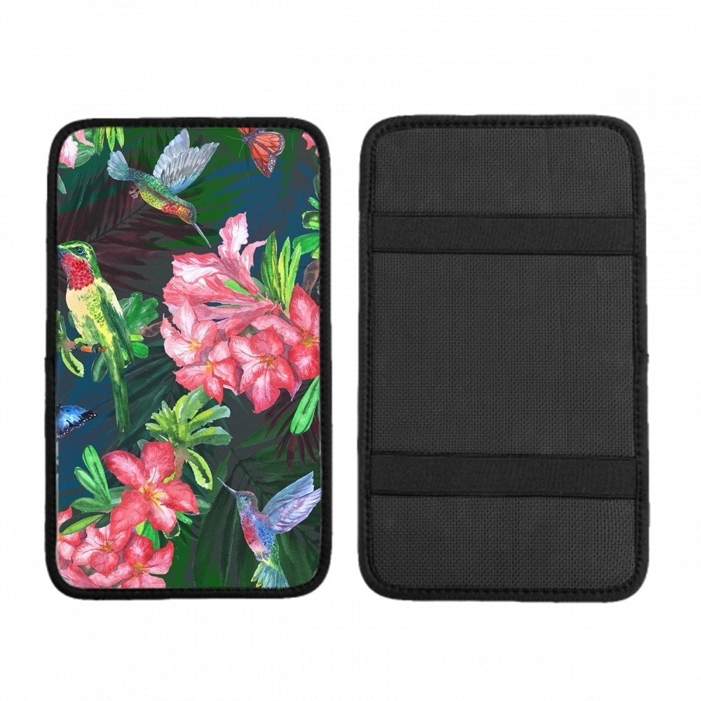 車の手すりボックスクッション エキゾチックなパターン-シームレス-咲く-熱帯-花 ほこりや傷から耐久性と通気性