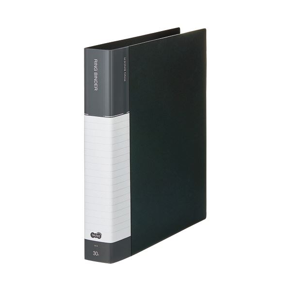 （まとめ）TANOSEE 30穴バインダー（PP表紙） A4タテ 120枚収容 背幅48mm ダークグレー 1冊 10セット