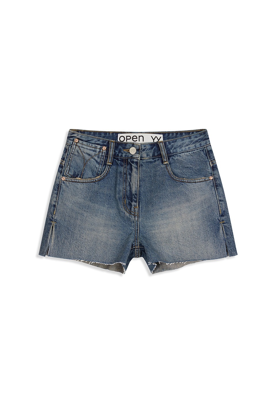 【OPEN Yy】 SLIT DENIM SHORTS : DARK BLUE