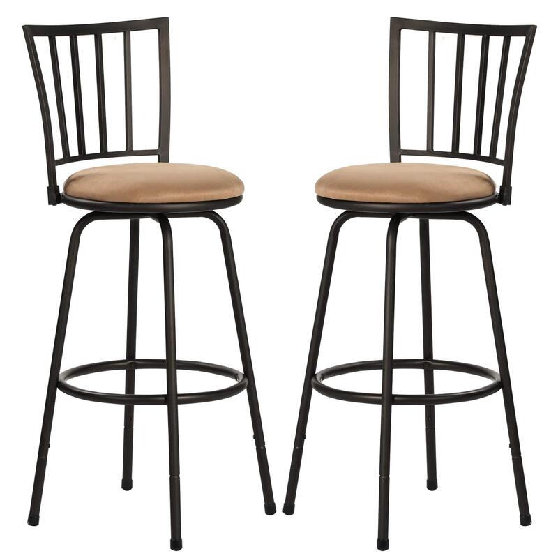 カウンターチェア バーチェア [2脚セット] ハイチェア 足置き付き 背もたれ付き 弧線 スチール 360回転座席 高さ調整可能 カウンター キッチン コンパクト 軽量 おしゃれ バーカウンター