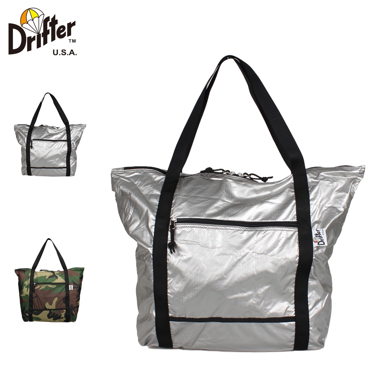 トートバッグ エコバッグ メンズ レディース 10L パッカブル シルバー V2660