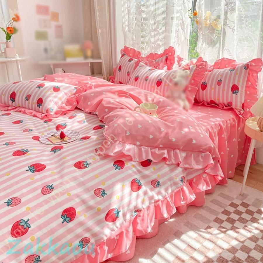 姫系 布団カバー 4点セット セミダブル レース フリル 可愛い ベッドスカート 掛け布団カバー 3点セット 北欧 寝具カバーセット 洋式 おしゃれ ベッドカバー