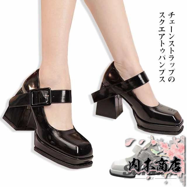 厚底 パンプス レディース メリージェーン 靴 シューズ 太ヒール おしゃれ ストラップシューズ 可愛い かわいい 韓国 カジュアルシューズ スリッポン シューズ 靴 くつ アウトレット 2022 冬