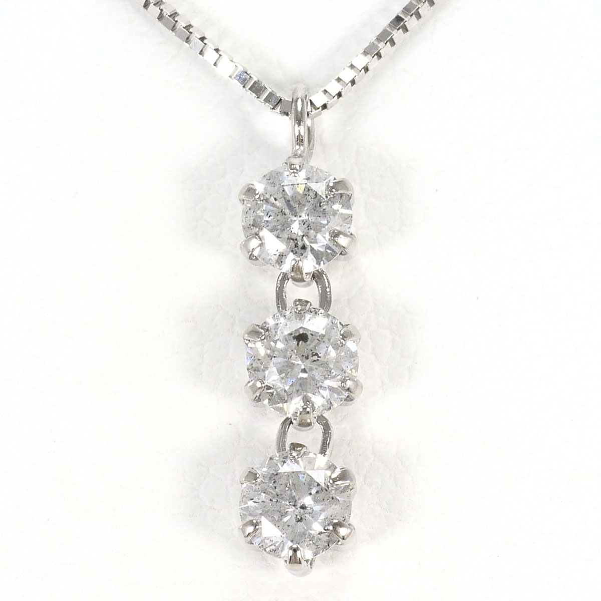 K18 18金 WG ホワイトゴールド ネックレス ダイヤモンド 0.5ct 総重量約1.3g 約40cm 中古