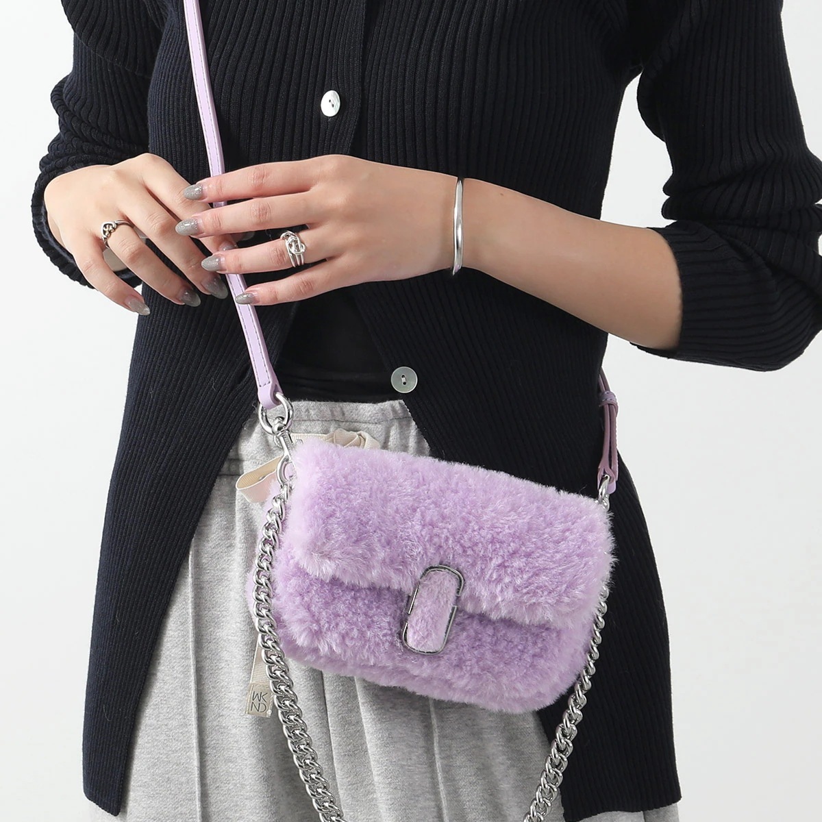 MARC JACOBS マークジェイコブス ショルダーバッグ THE MINI BAG ザ ミニ 2F3HSH042H02 レディース テディ ボア チェーン ハンドバッグ 鞄 533/LILAC