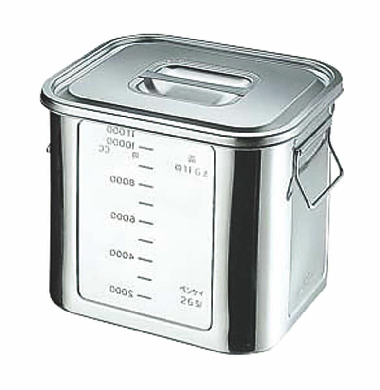 本間冬治工業 BK 18-8角型目盛付キッチンポット28型 手付