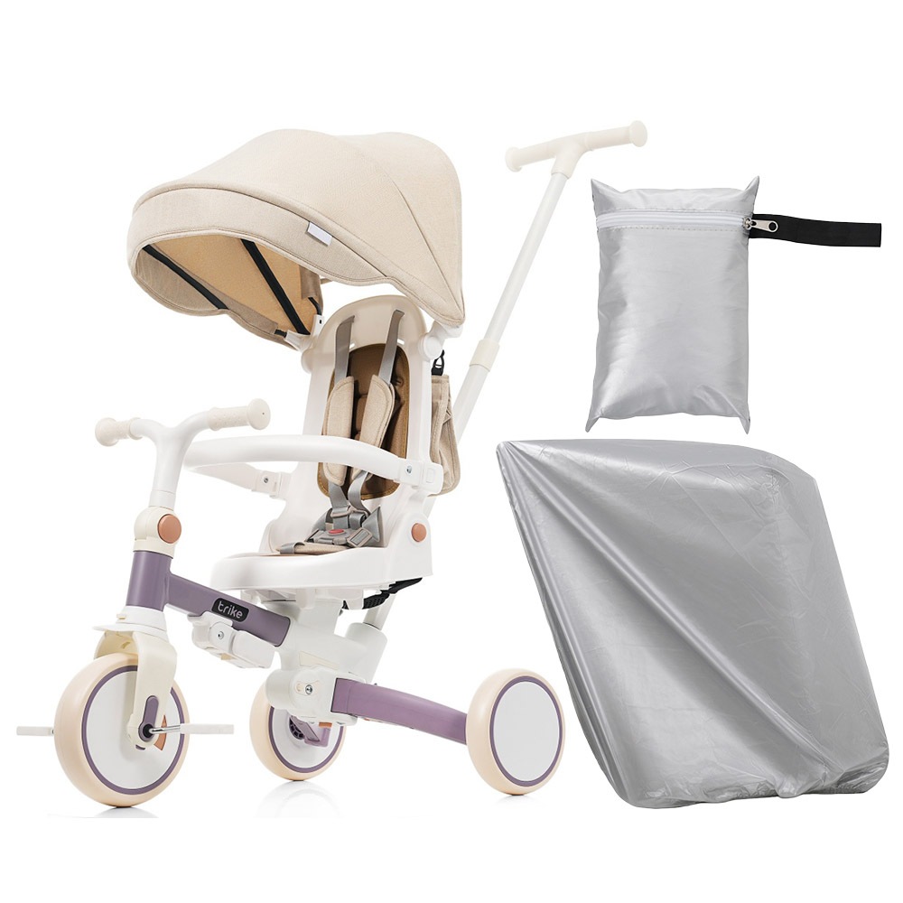 【国内へ発送&送·料·無·料】632子供用三輪車 折りたたみ 三輪車カバー ほこりカバー付き 舵取り 手押し棒 ストッパー付き 三輪車カバー おしゃれ 7in1 BTM 1歳 2歳 3歳 座面回転 自