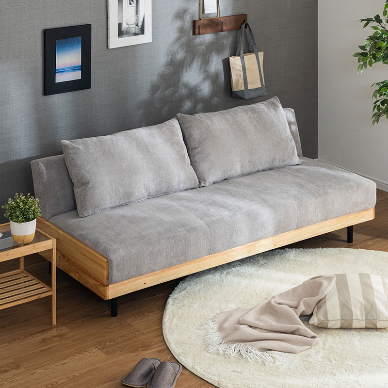 ソファ ソファベッド 2WAY 3人掛け 三人掛け 3Pソファ 幅186 3段階 リクライニングソファ コーデュロイ 北欧風 ファブリック グレー ホワイト グリーン