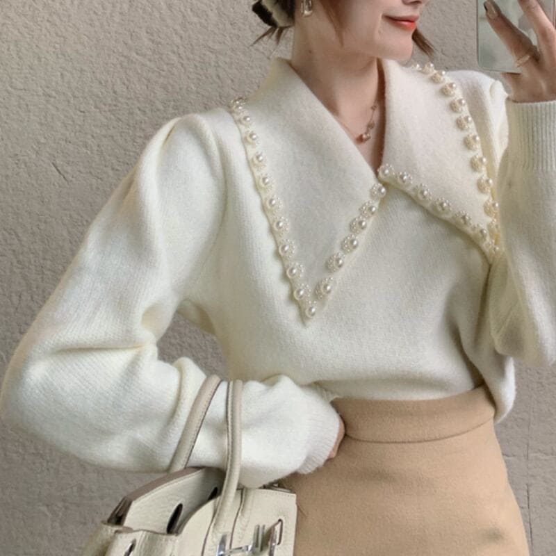 レディース トップス 襟 パール 通勤 リゾート 大人可愛い 体系カバー オフィスカジュアル