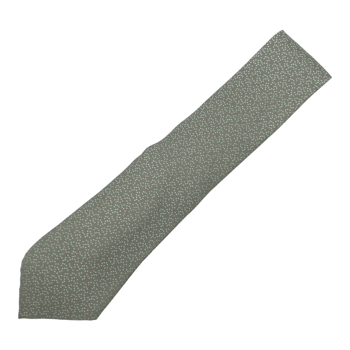 美品 ドット柄 グリーン ホワイト シルク 7902 MA ネクタイ 剣先10cm メンズ 404978